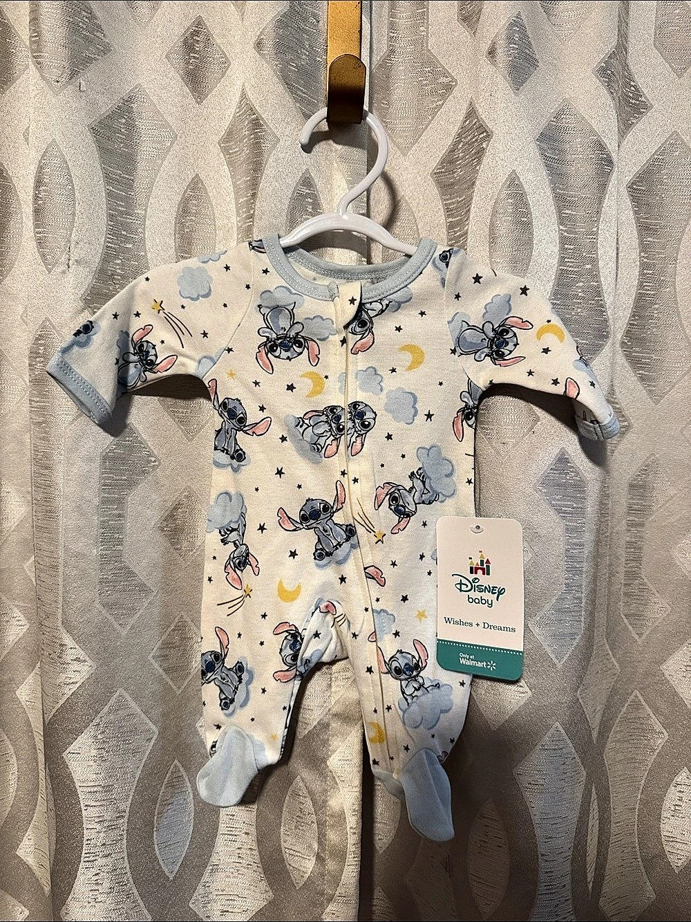 Disney Baby Wishes + Dreams Blue & White Footie Baby Preemie NWT